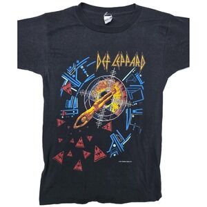 Vintage Def Leppard Shirt Mens Small Black Hysteria Tour 87 Band Healthknit